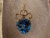 14K Gold Blue Topaz Heart Pendant