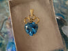 14K Gold Blue Topaz Heart Pendant