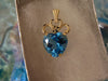14K Gold Blue Topaz Heart Pendant