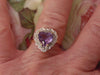 10K Yellow Gold Purple Heart Ring with Diamonds, Size 6 3/4