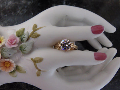 14KT Gold CZ Ring: Round Solitaire, Size 5 3/4