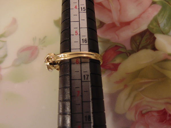 14KT Gold CZ Ring: Round Solitaire, Size 5 3/4