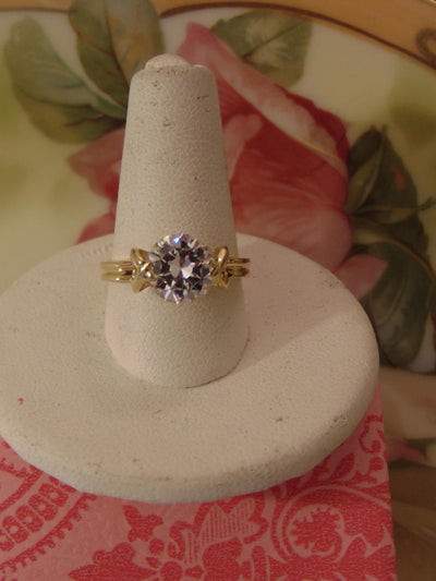 14KT Gold CZ Ring: Round Solitaire, Size 5 3/4