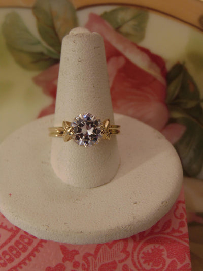 14KT Gold CZ Ring: Round Solitaire, Size 5 3/4