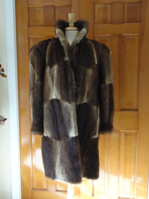Vintage Muskrat Fur Stroller Coat - A. Herman Monogrammed Lining