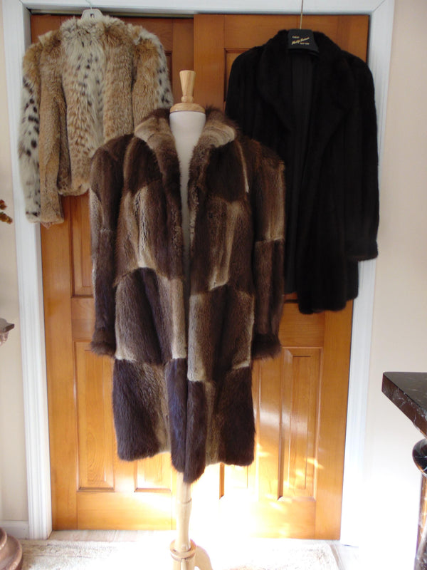 Vintage Muskrat Fur Stroller Coat - A. Herman Monogrammed Lining