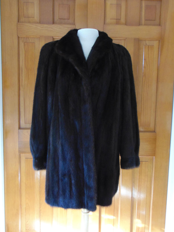 Vintage Black Mink Fur Opera Coat - Ballerina Cuff