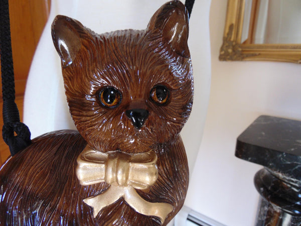 Vintage Timmy Woods Wooden Cat Purse with Box