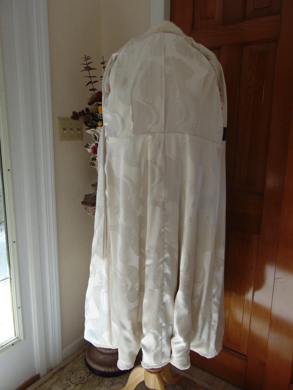 Vintage White Sheared Mink Fur Coat: Rhinestone Button, Size 10