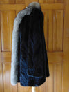 Vintage Black Mink Fur Stroller Coat: Indigo Fox Tuxedo Trim
