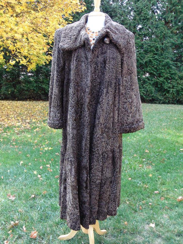 Vintage Brown Persian Lamb Full Length Fur Coat - Jones Furs