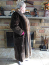 Neiman Marcus Sheared Muskrat Fur Coat with Fox Tuxedo Border