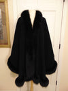 Vintage 1970s Wool Cape with Fox Fur Trim
