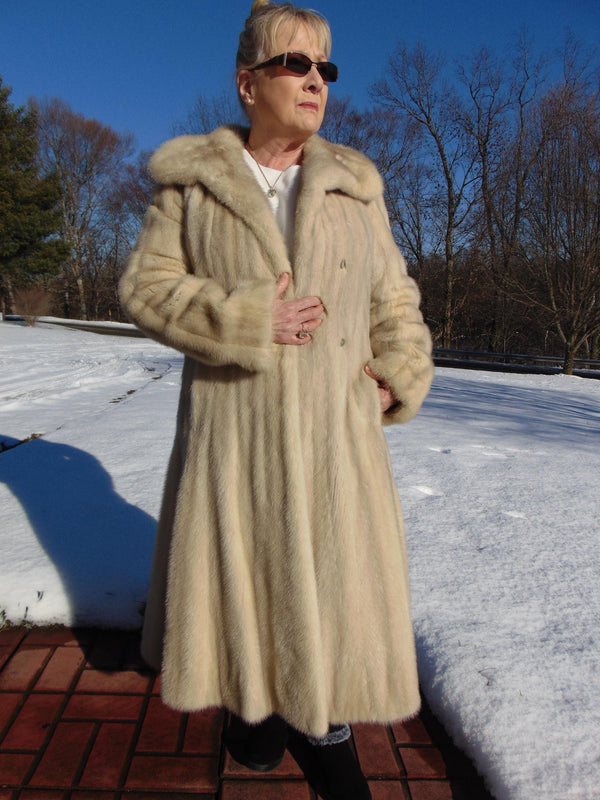 Genuine Tourmaline Mink Fur Coat: Full Length Oleg Cassini Furs