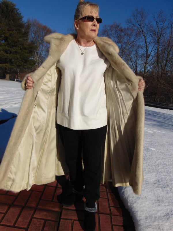 Genuine Tourmaline Mink Fur Coat: Full Length Oleg Cassini Furs