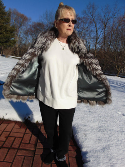 Genuine Silver Fox Fur Vest - RK FURS - Size 14