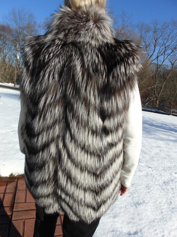 Genuine Silver Fox Fur Vest - RK FURS - Size 14