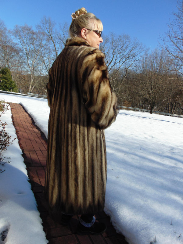 Vintage Natural Fitch Fur Coat: Full Length Estate Furs