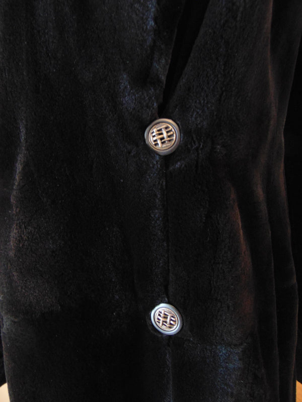 Vintage Black Sheared Mink Fur Coat: Full Length Opera Style