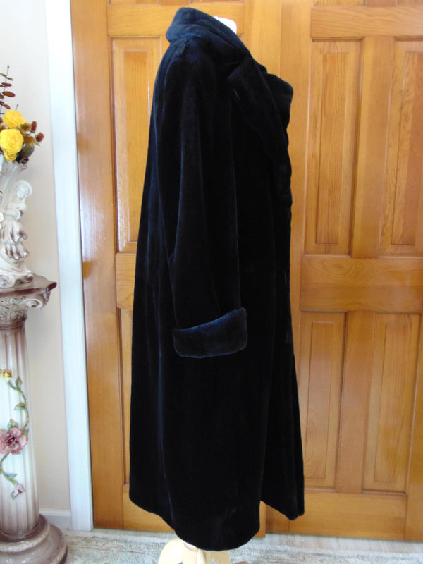 Vintage Black Sheared Mink Fur Coat: Full Length Opera Style