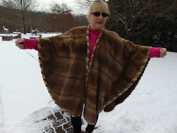 Vintage Sheared Mink Fur Cape - Saks 5th Ave - Opera Wedding