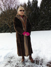 Neiman Marcus Sheared Muskrat Fur Coat with Fox Tuxedo Border