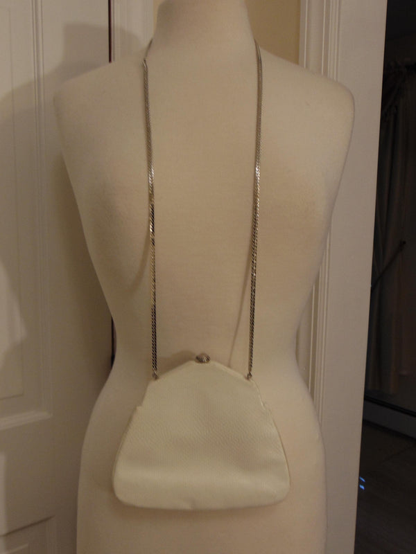 Judith Leiber White Lizard Jeweled Handbag: Silver Hardware