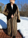 Vintage Full Length Raccoon Fur Coat: Fox Trim, 80s Estate Piece