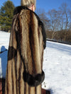 Vintage Full Length Raccoon Fur Coat: Fox Trim, 80s Estate Piece