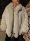 Vintage White Fox Fur Jacket: Preloved Wedding Coat (M)
