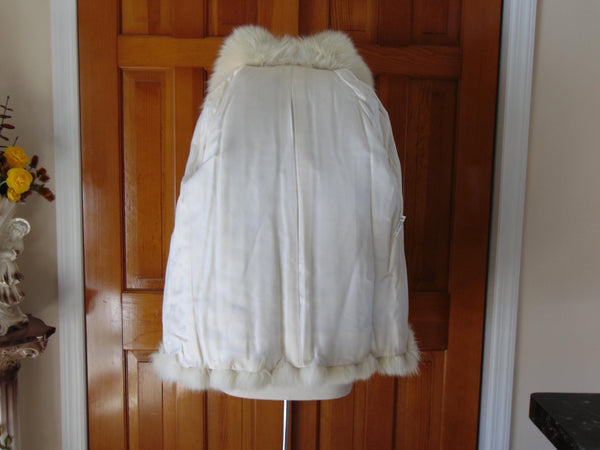 Vintage White Fox Fur Jacket: Preloved Wedding Coat (M)