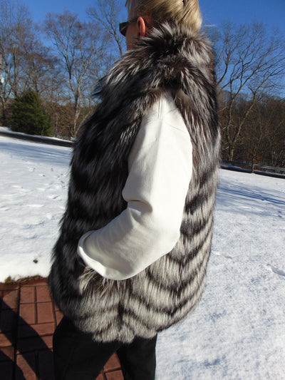 Genuine Silver Fox Fur Vest - RK FURS - Size 14