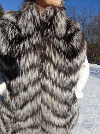 Genuine Silver Fox Fur Vest - RK FURS - Size 14