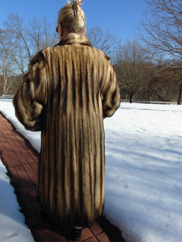 Vintage Natural Fitch Fur Coat: Full Length Estate Furs