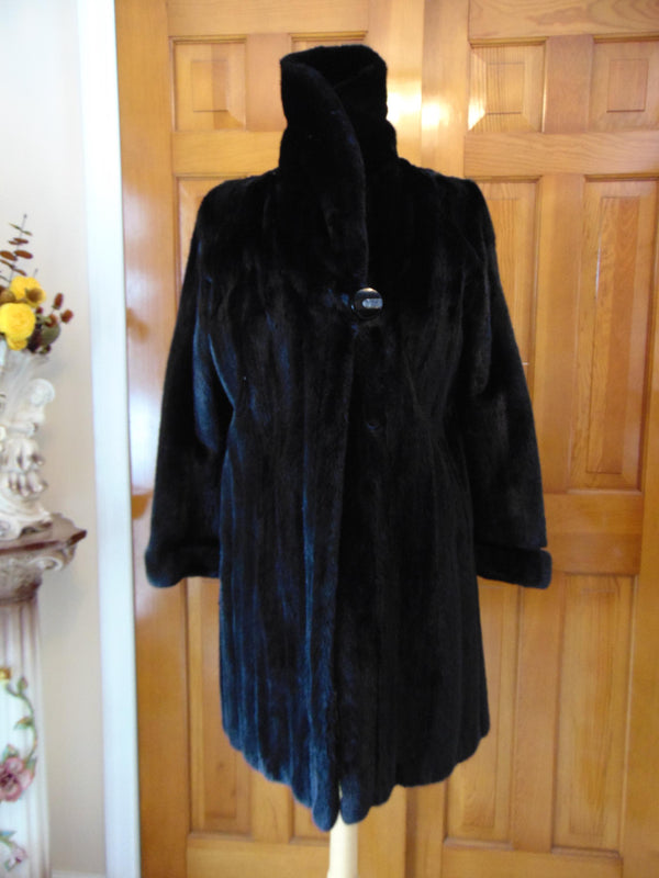 Vintage Black Ranch Mink Fur Stroller Coat: Canadian Fur