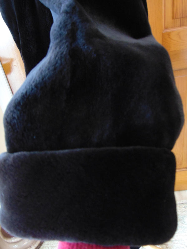 Vintage Black Sheared Mink Fur Coat: Full Length Opera Style