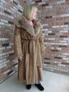 Vintage Pastel Mink Fur Coat with Fox Fur Collar