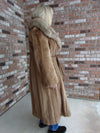 Vintage Pastel Mink Fur Coat with Fox Fur Collar