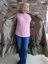 Vintage Pastel Mink Fur Coat with Fox Fur Collar