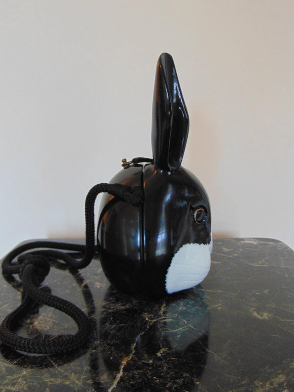 Vintage Timmy Woods Rabbit Purse: Handcrafted Acacia Wood Bunny