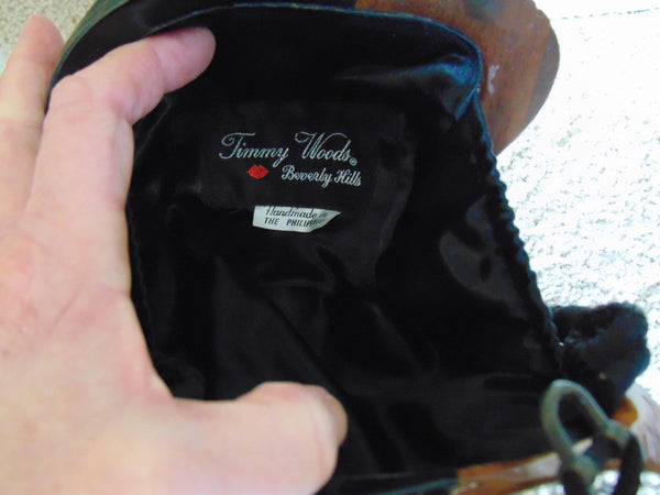 Timmy Woods Calico Cat Purse: Wooden Novelty Bag with Swarovski Collar