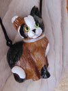 Timmy Woods Calico Cat Purse: Wooden Novelty Bag with Swarovski Collar