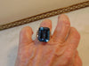 Vintage 14K Gold Blue Topaz Ring with Diamonds, Size 7.5