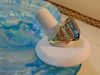 Vintage 14K Gold Blue Topaz Ring with Diamonds, Size 7.5