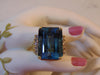 Vintage 14K Gold Blue Topaz Ring with Diamonds, Size 7.5