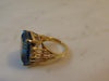 Vintage 14K Gold Blue Topaz Ring with Diamonds, Size 7.5