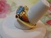 14K Gold Blue Topaz Diamond Ring, Size 6 1/2