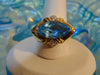 14K Gold Blue Topaz Diamond Ring, Size 6 1/2