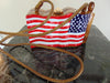 Vintage Timmy Woods USA Flag Dove Wooden Purse