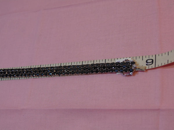 Sterling Silver Three Row Sapphire Bracelet - Estate Jewelry